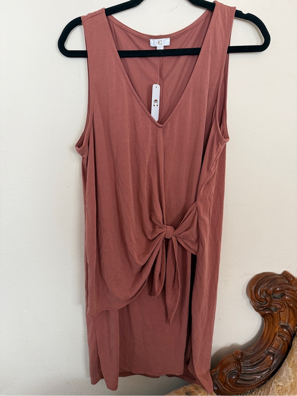 Cute 90s Style Clay Tunic Tie Front Summer Dress Size L NWT